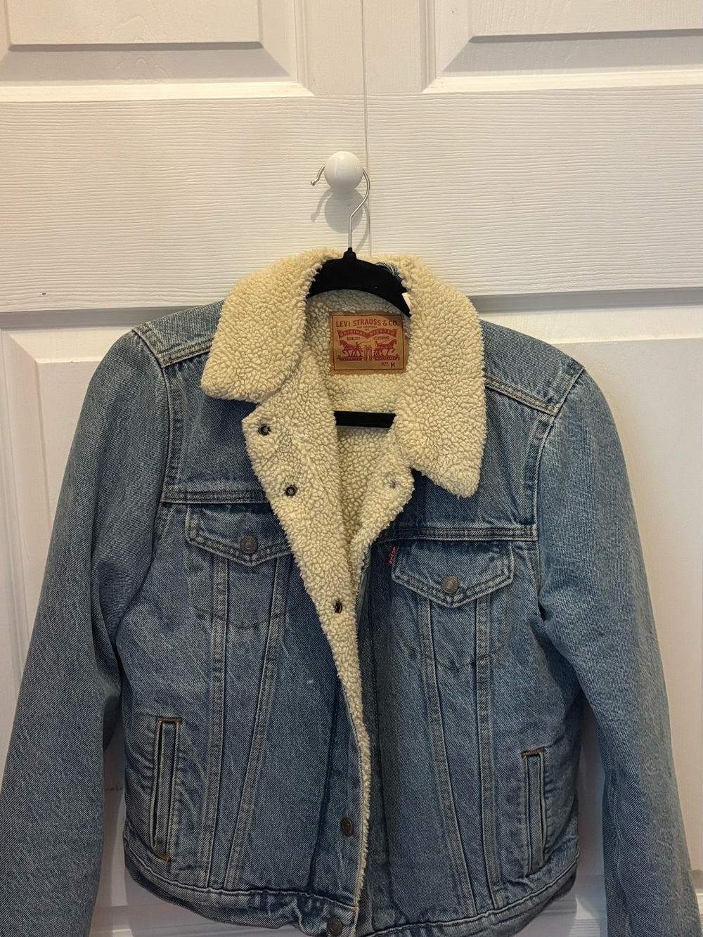 Levi's Light Blue Denim Jacket with Cream Sherpa Collar